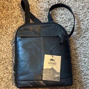Jack Georges Black Leather Backpack